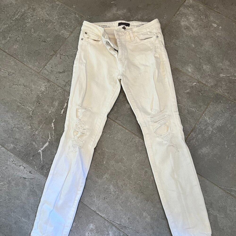 DL 1961 girls distressed white boyfriend jeans, size 12